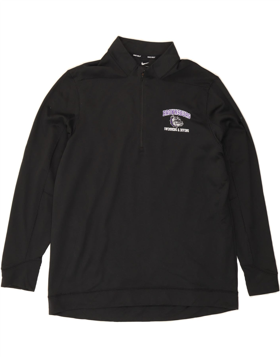 NIKE Mens Brownsburg Zip Neck Pullover Tracksuit Top XL Black Polyester Vintage Nike and Second-Hand Nike from Messina Hembry 