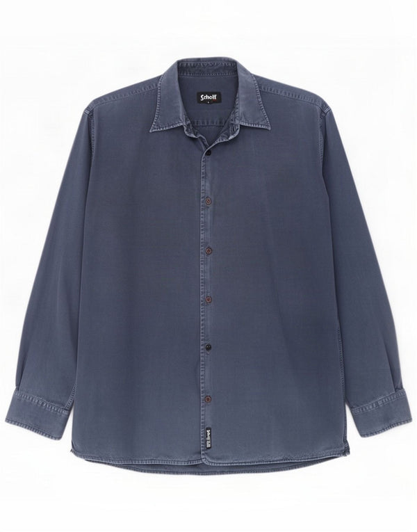 Schott Herreskjorte Large Blue Cotton