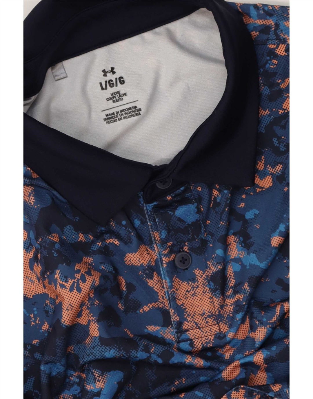 Under Armour Herre Polo Shirt Large Navy Blue Tie Dye