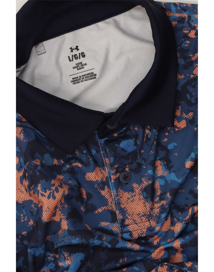 Under Armour Herre Polo Shirt Large Navy Blue Tie Dye