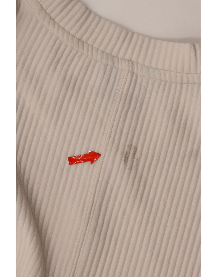 Dkny Womens Sweatshirt Jumper UK 14 Medium Off White Polyester