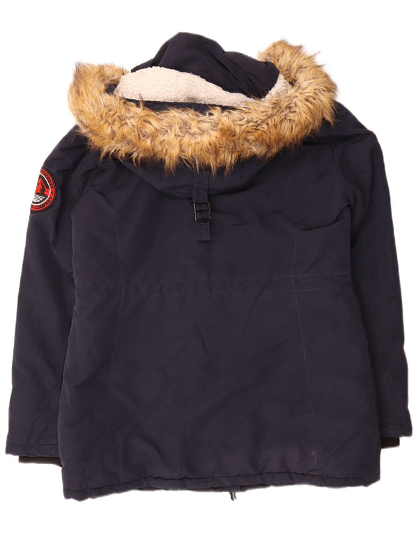 Superdry polstret skijakke til kvinder UK 12 Medium marineblå nylon