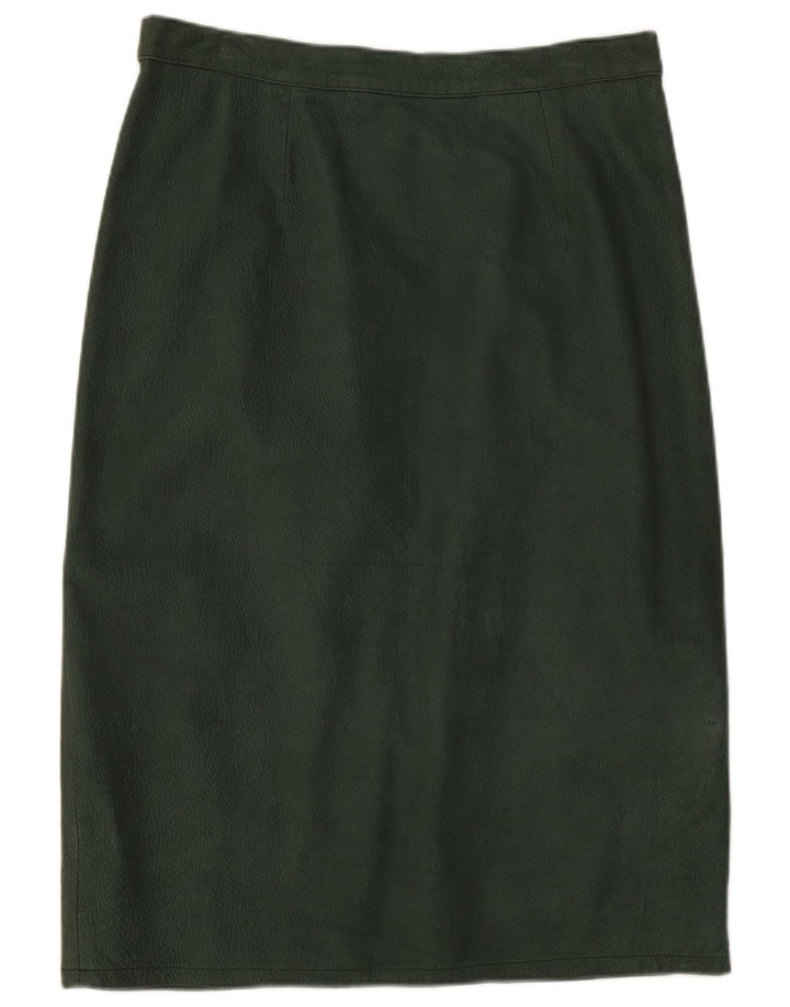 Pierre Cardin Dame Læder Nederdel IT 44 Medium W26 Grøn Blomster