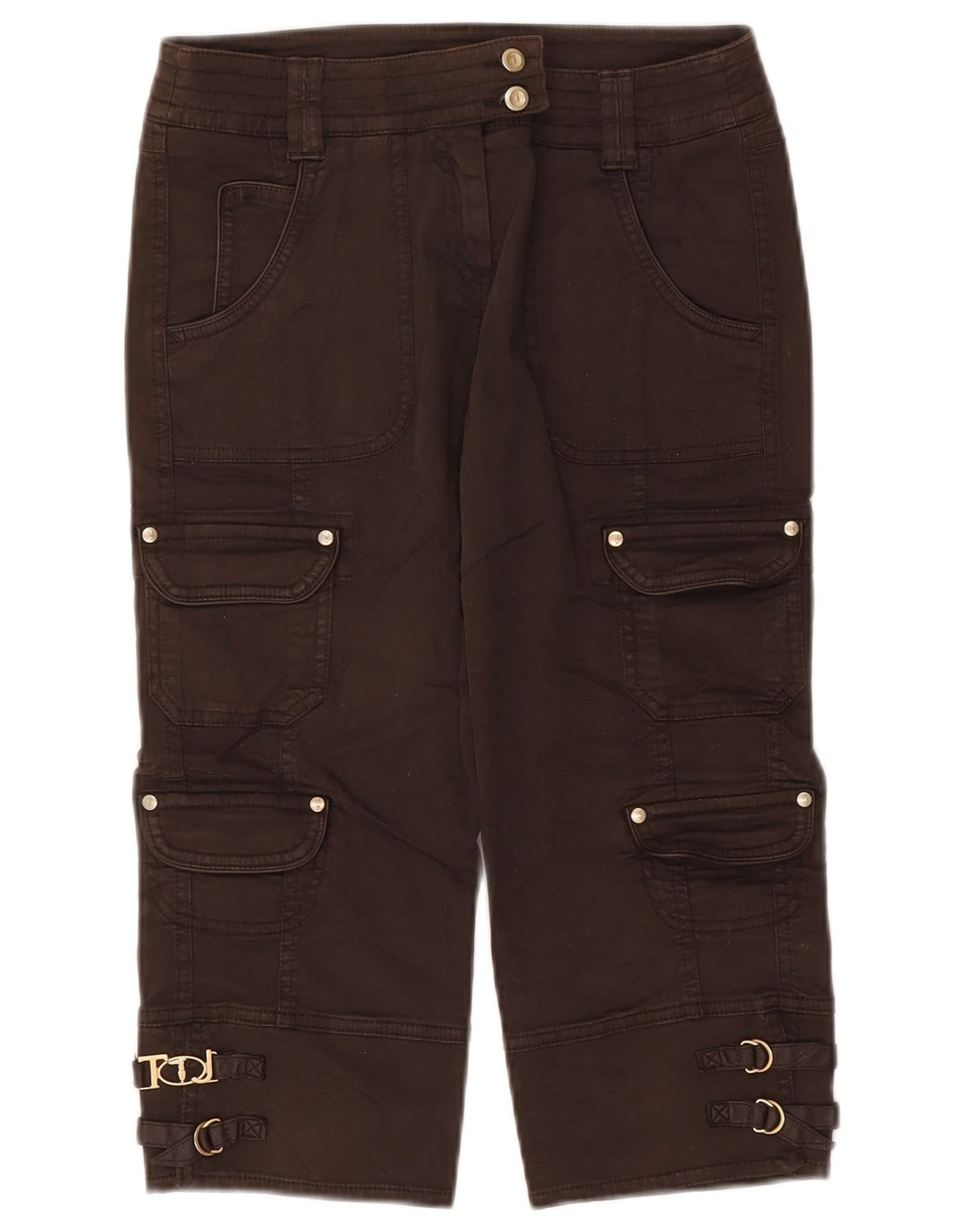 Trussardi Dame Cargo Capri Bukser IT 42 Medium W30 L19 Brun Bomuld