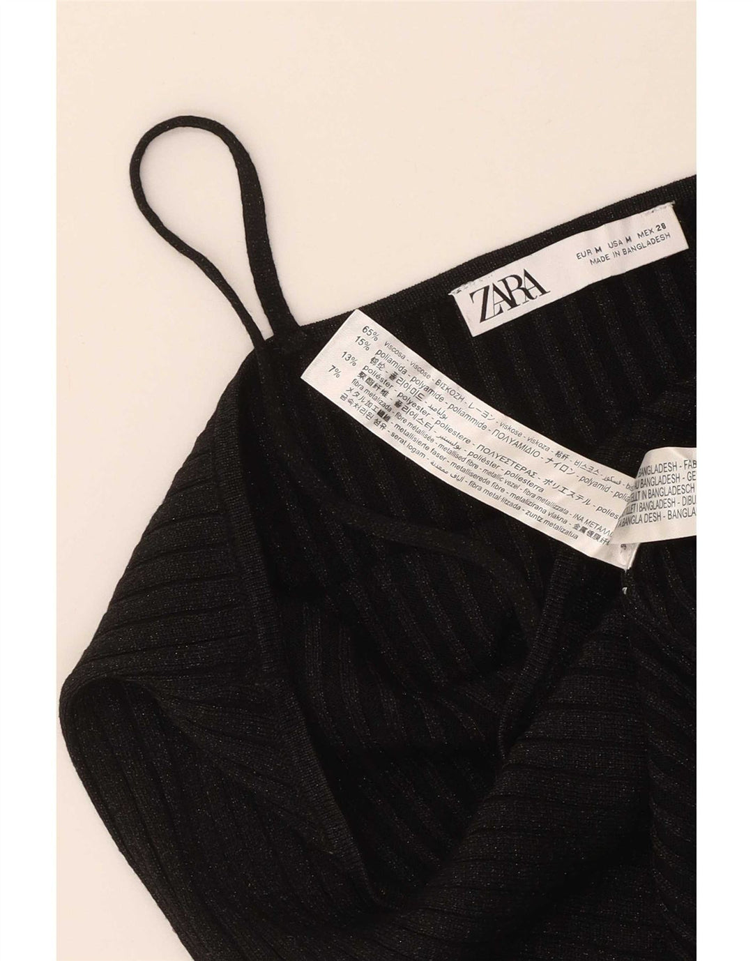 Zara Dame Cami Top UK 12 Medium Sort Flecked Viscose