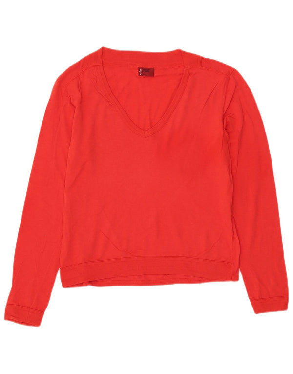 LEVI'S Womens Crop V-hals sweater UK 12 Medium rød bomuld