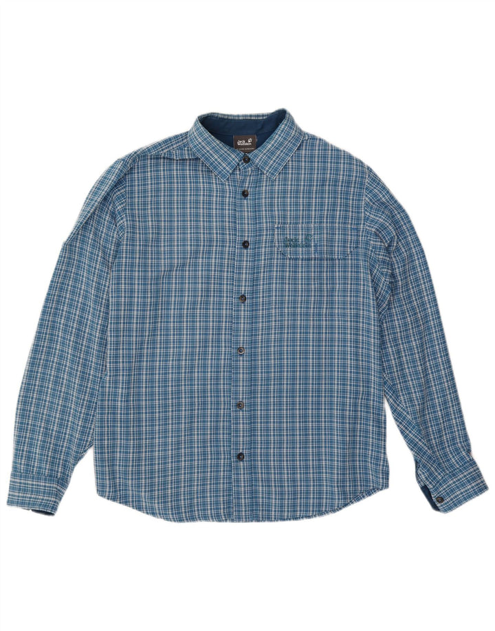 Jack Wolfskin Herre Flannel Shirt UK 36/38 Medium Blue Check
