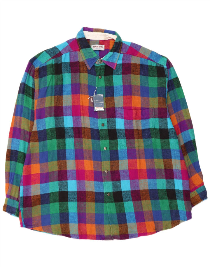 Berto Lucci Herre Loose Fit Flanell Shirt Størrelse 16 Stor Flerfarvet Ternet