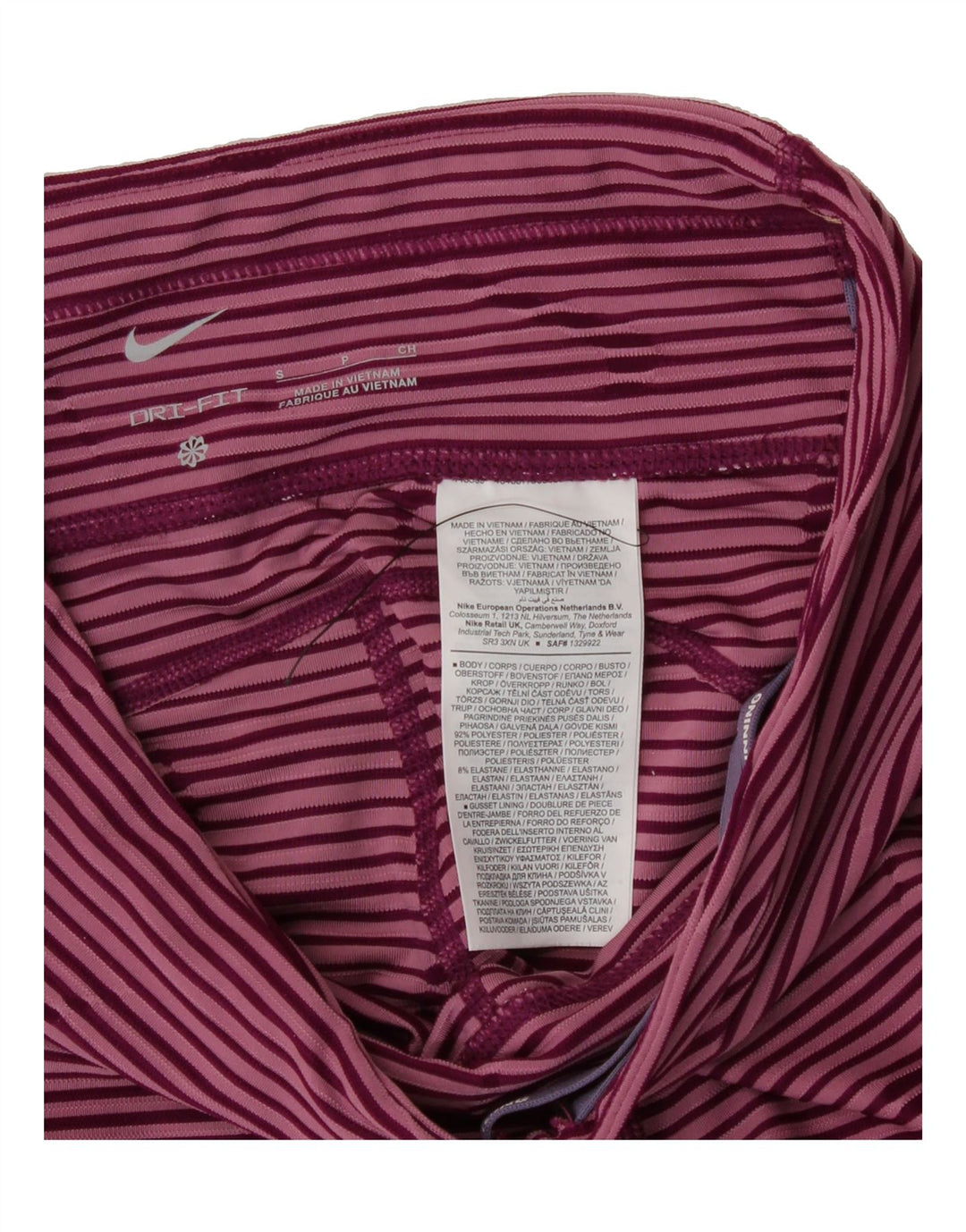 NIKE Womens Dri Fit Leggings UK 8 Small  Pink Striped Polyester Vintage Nike and Second-Hand Nike from Messina Hembry 