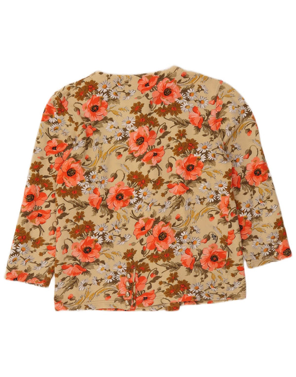 Vintage Kvinder Utility Jacket IT 42 Medium Flerfarvet Blomsterbomuld