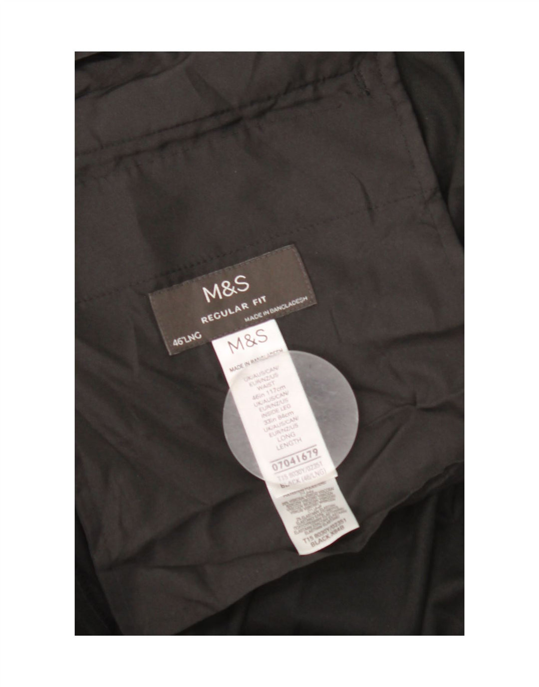 Marks & Spencer Herre Regular Fit Suit Bukser W46 L33 Sort Polyester