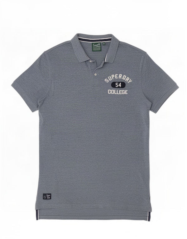 Superdry Mens Graphic Polo Shirt Large Blue Cotton