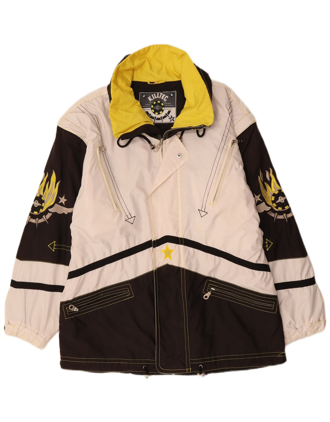 Killtec Herre grafisk regnjakke UK 40 Large White Colourblock Polyester