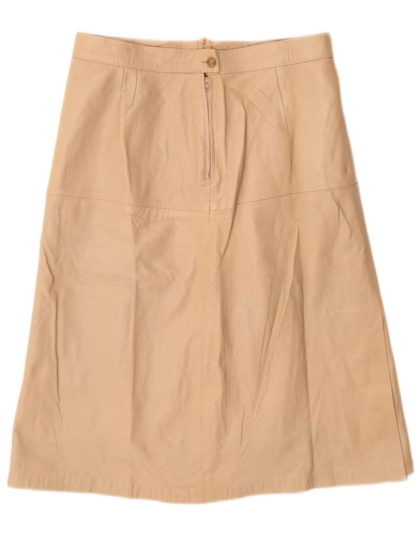 Vintage kvinders højtaljede lædernederdel IT 46 Large W28 Beige