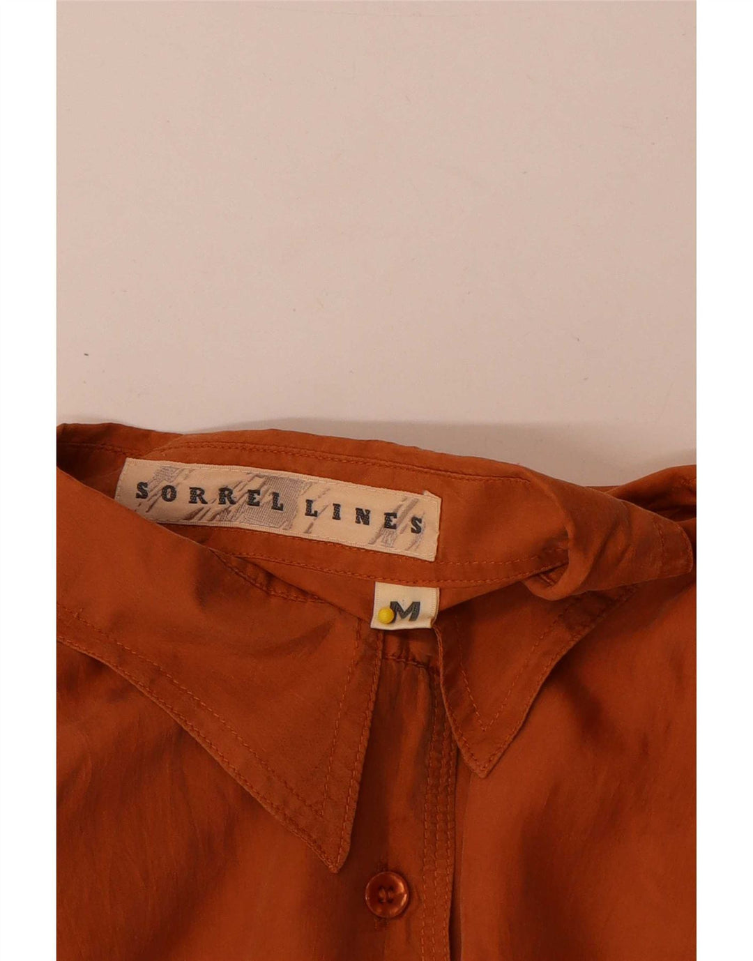 Vintage kortærmet skjorte til kvinder UK 14 Medium Brun Silke