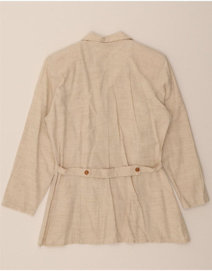 VINTAGE Womens 5 Button Blazer Jacket UK 14 Medium Beige Vintage Vintage and Second-Hand Vintage from Messina Hembry 