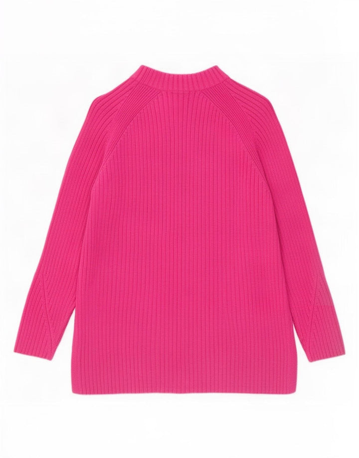 Marks & Spencer Dame Turtle Neck Jumper Sweater UK 14 Medium Pink Bomuld