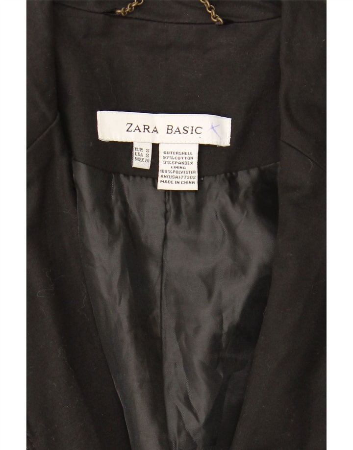 Zara Dame 1 Knap Blazer Jacket UK 10 Small Black Bomuld