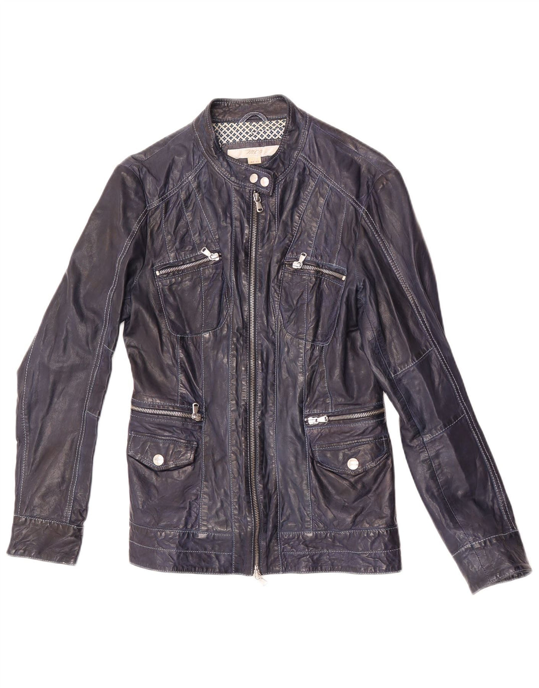 Marlboro Classics Dame Læderjakke IT 44 Medium Blue Lammeskind