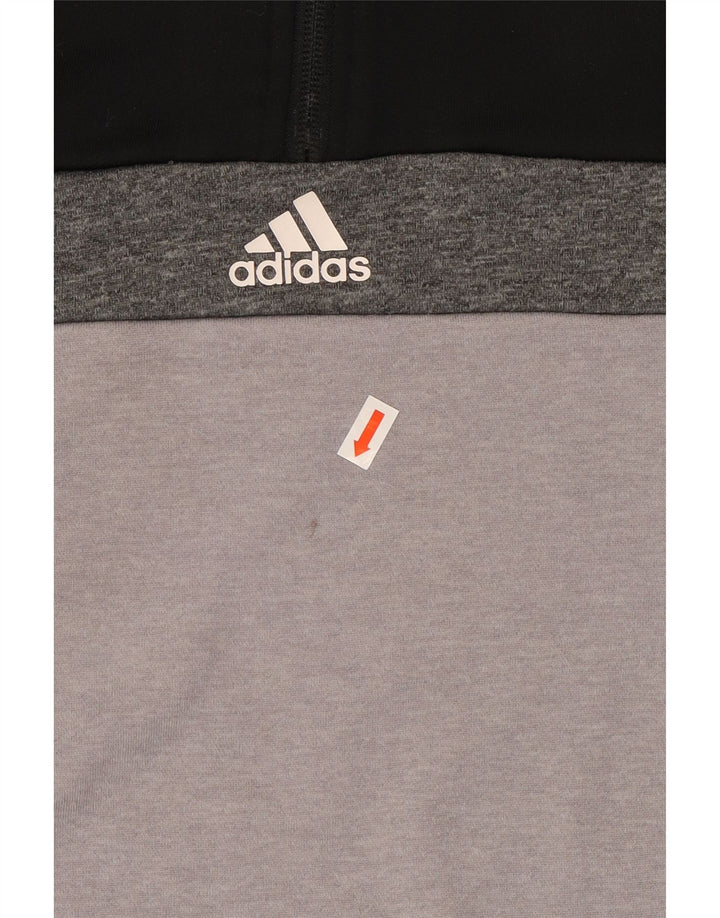 ADIDAS Boys Climalite Sweatshirt Jumper 13-14 Years Black Colourblock