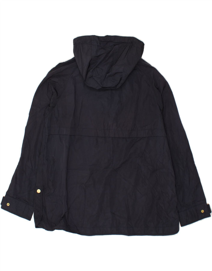 JOULES Womens Hooded Windbreaker Jacket UK 12 Medium Navy Blue Polyester Vintage Joules and Second-Hand Joules from Messina Hembry 