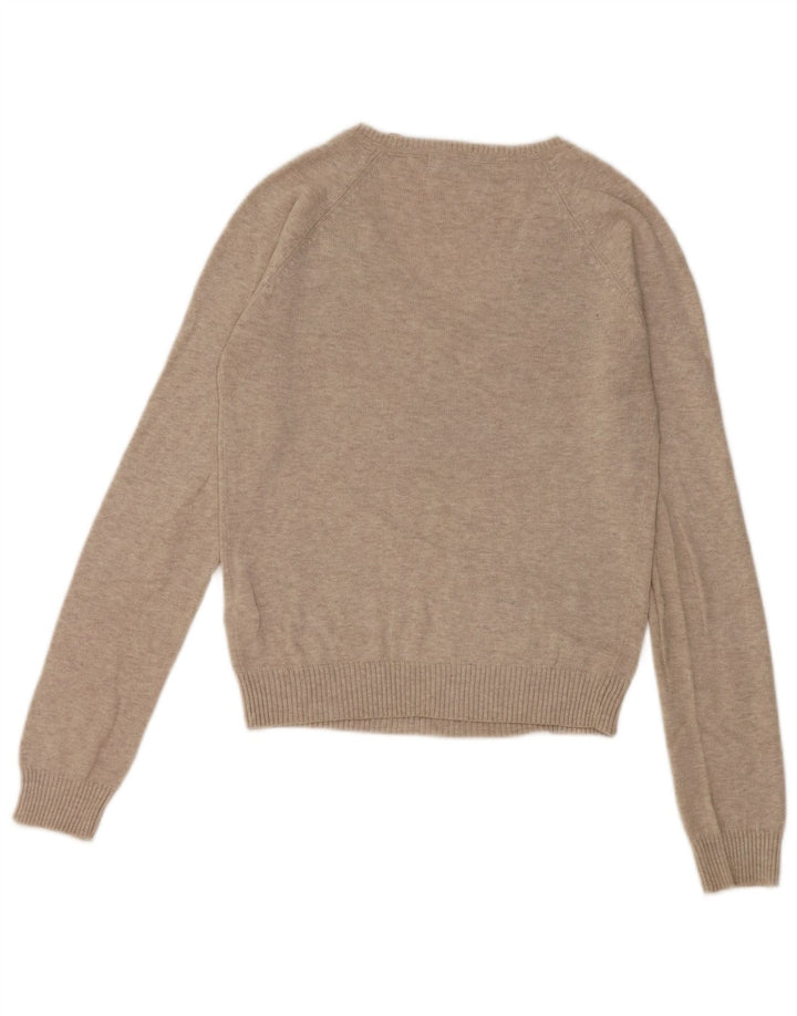 Zara Dame V-hals sweater UK 12 Medium Grey Argyle/Diamond Bomuld