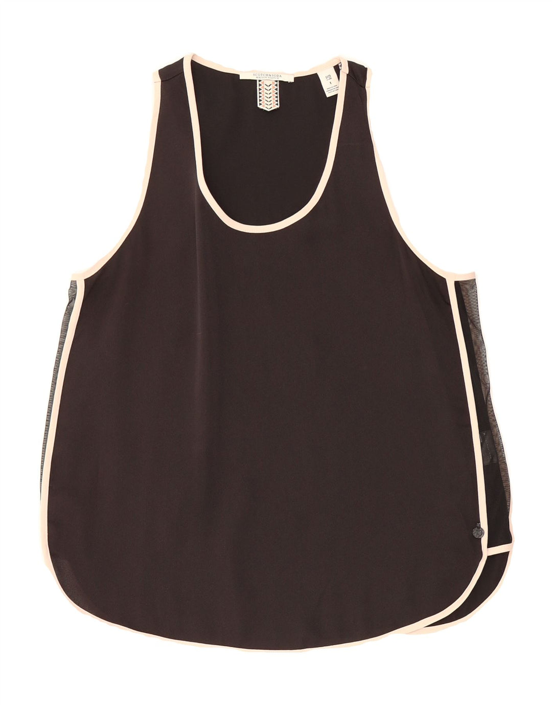 SCOTCH & SODA Womens Vest Top UK 12 Medium Black Polyester Vintage Scotch & Soda and Second-Hand Scotch & Soda from Messina Hembry 