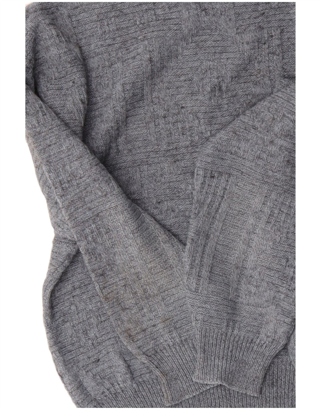 VINTAGE Herre Crew Neck Jumper Sweater Stor Grå Akryl