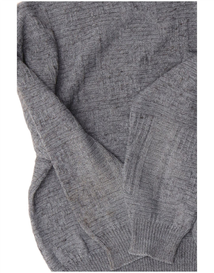 VINTAGE Herre Crew Neck Jumper Sweater Stor Grå Akryl