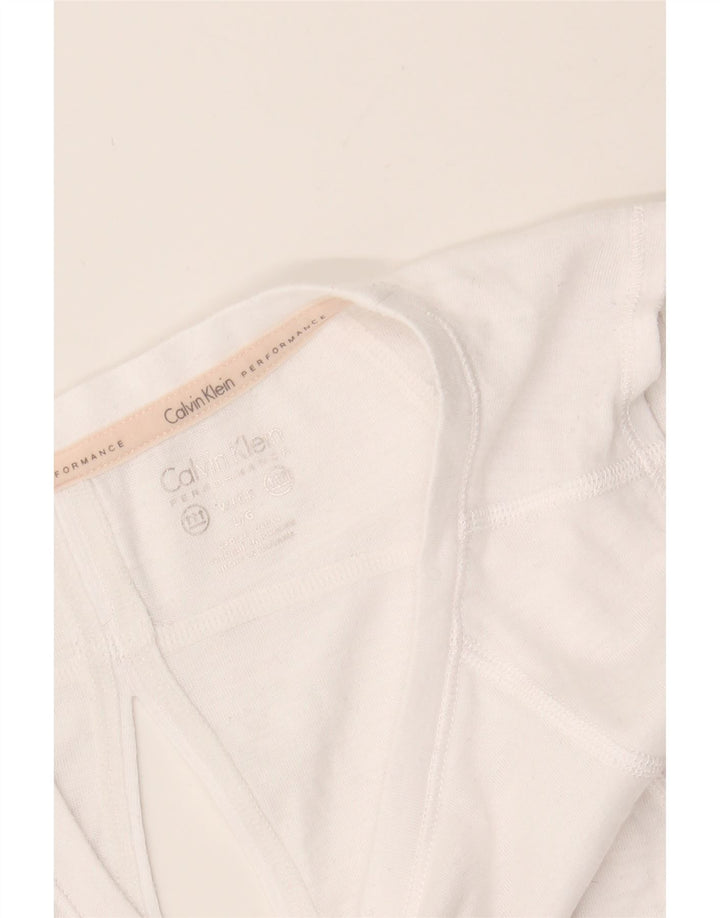 CALVIN KLEIN Womens Graphic Vest Top UK 14 Large White Polyester Vintage Calvin Klein and Second-Hand Calvin Klein from Messina Hembry 