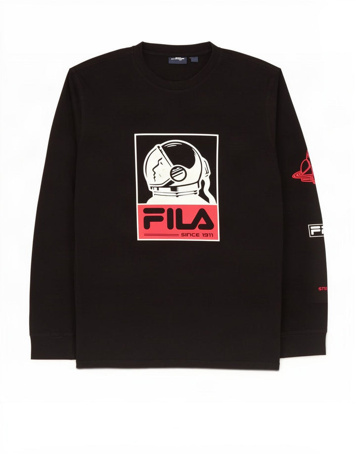 Fila Herre Grafisk Top Langærmet Medium Sort Bomuld