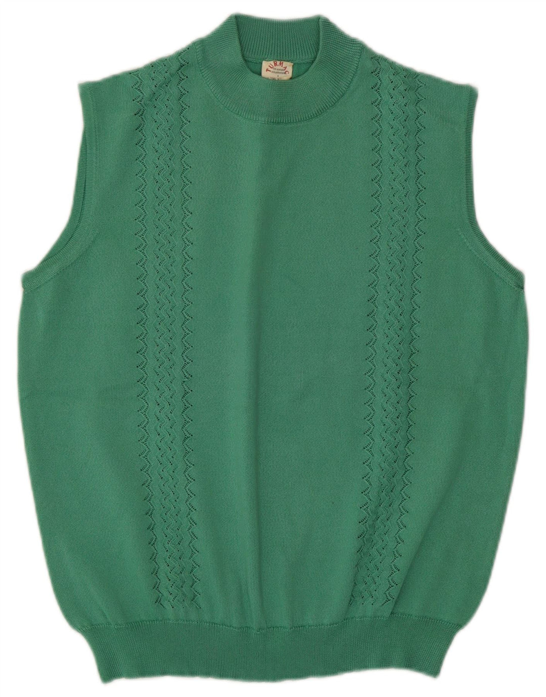 Vintage Dame Vest Tank Top UK 14 Medium Green Acetate