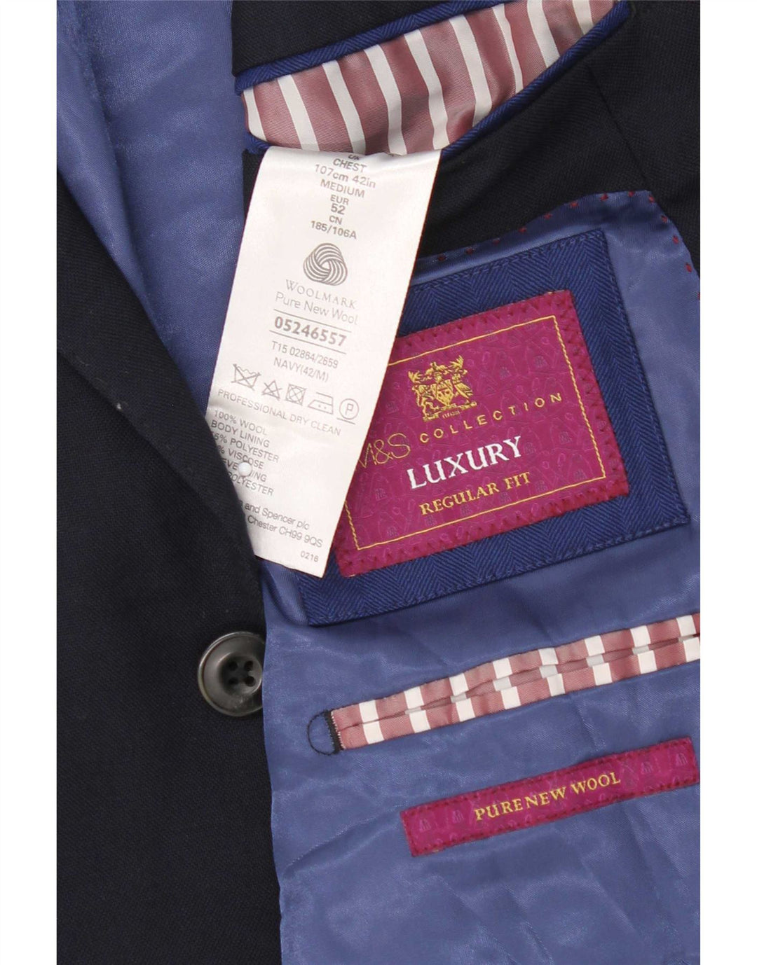 Marks & Spencer Herre 2-knaps blazerjakke UK 42 Large Navy Blue