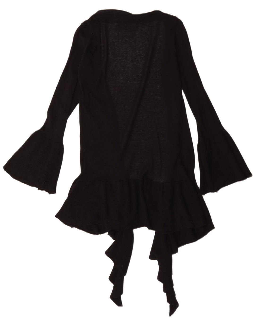 Zara Womens Longline Open Cardigan Sweater UK 12 Medium Black Bomuld