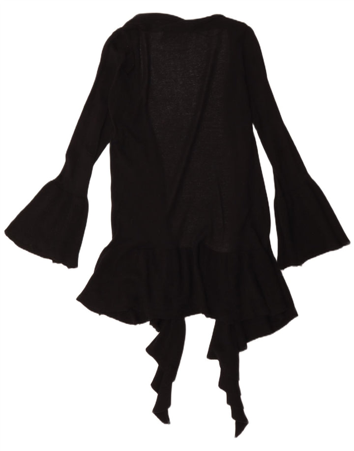 Zara Womens Longline Open Cardigan Sweater UK 12 Medium Black Bomuld