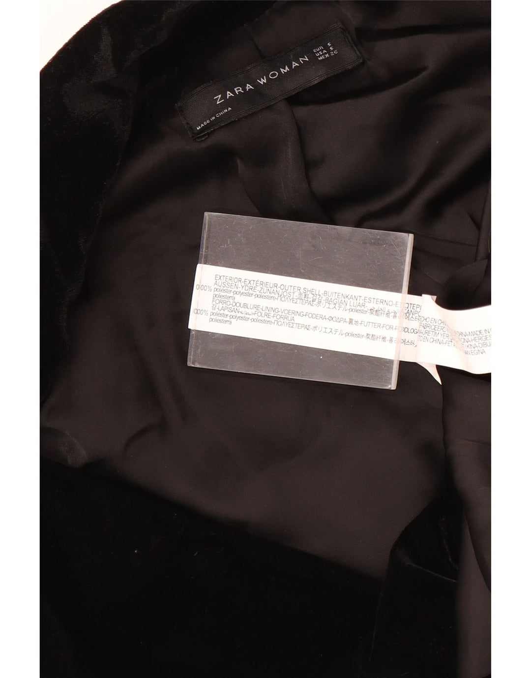 Zara Dame Dobbeltradet Velour Blazer Jacket UK 10 Small Black