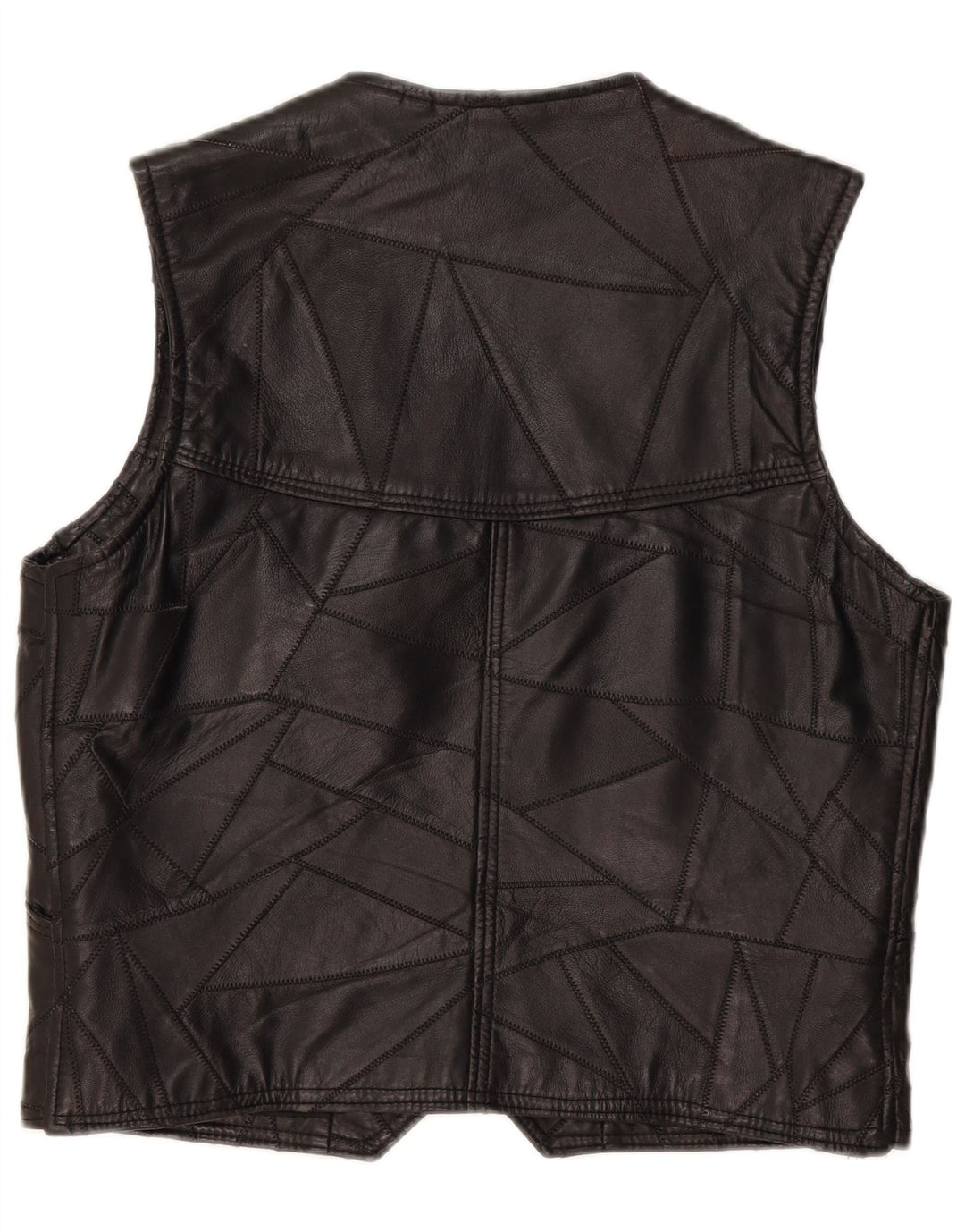Vintage herre lædervest Stor sort patchwork