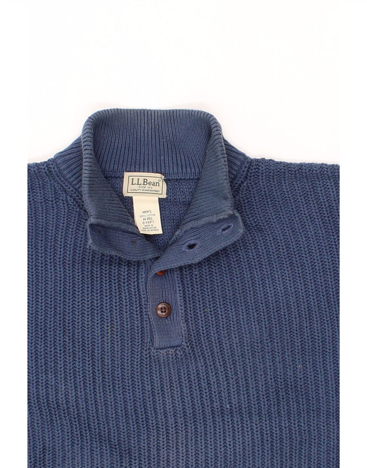 L.L.BEAN Herre Button Neck sweater Medium Blue Bomuld