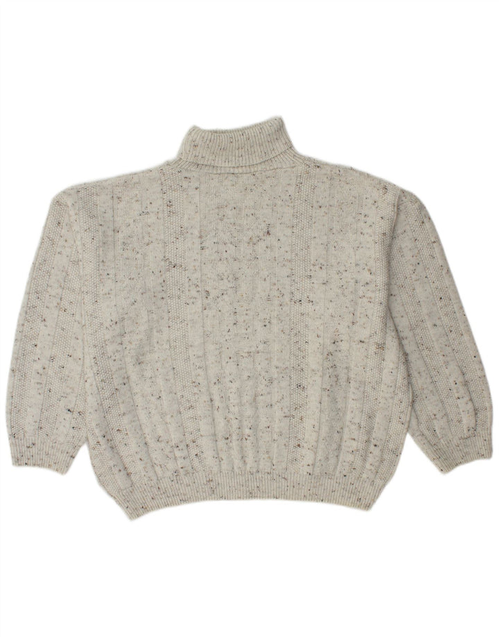CANDA Womens Oversized Roll Neck Jumper Sweater UK 18 XL White Flecked