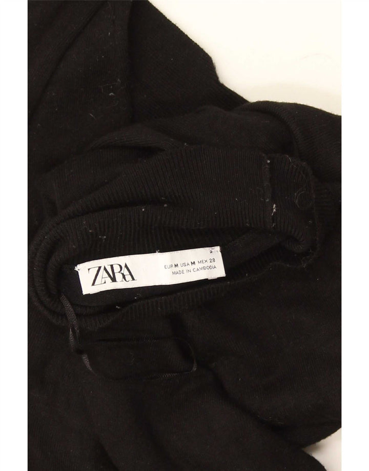 Zara Dame Turtle Neck Jumper Sweater UK 12 Medium Black