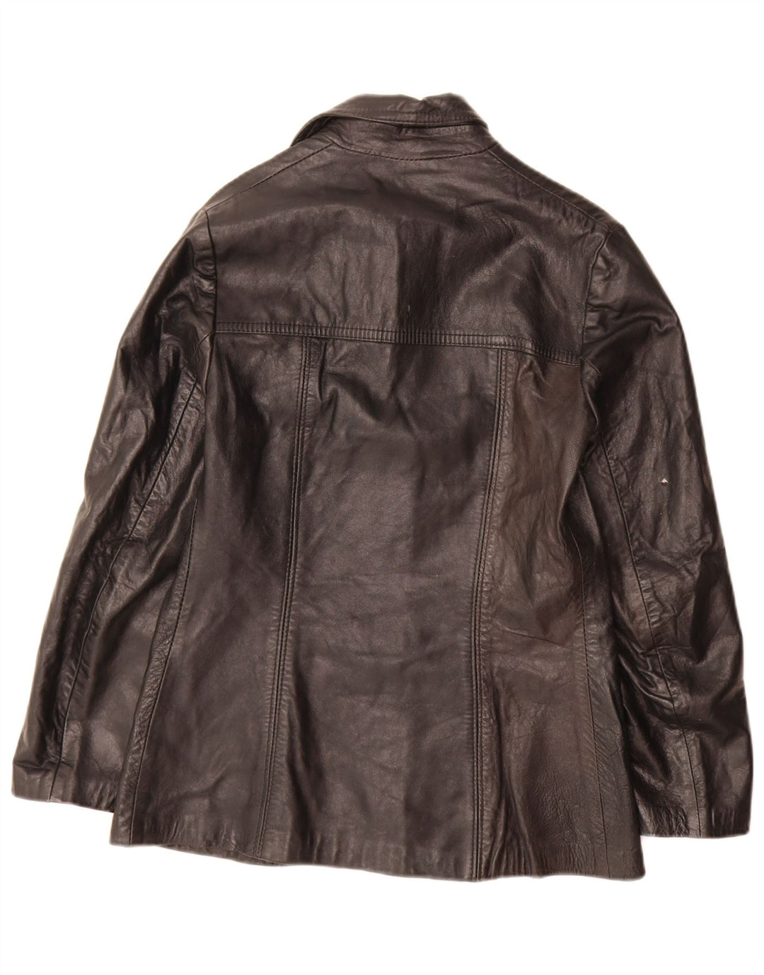 Vintage dame 3-knaps læder blazerjakke IT 44 Medium Sort
