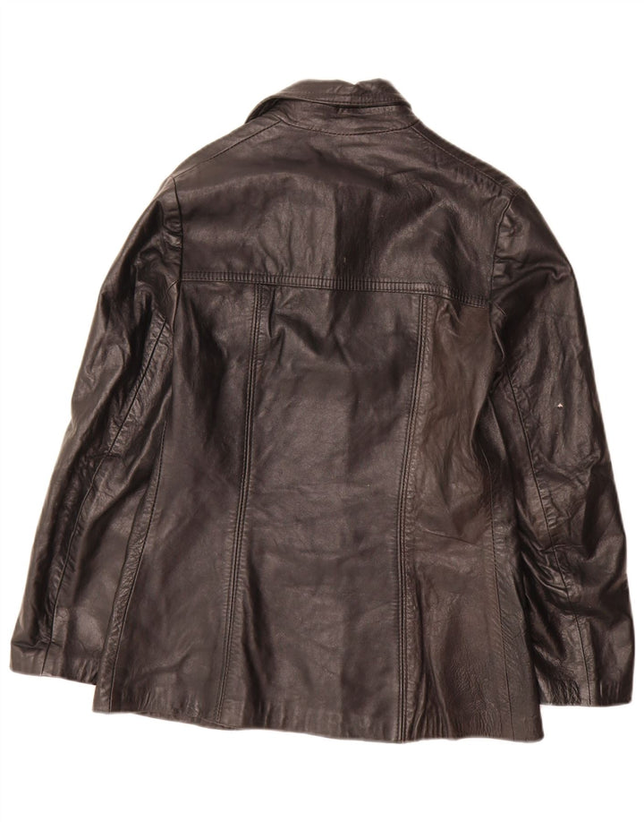 Vintage dame 3-knaps læder blazerjakke IT 44 Medium Sort