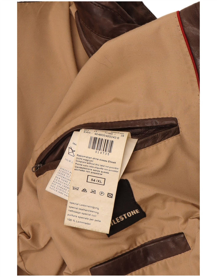 MILESTONE Herre Military Læderjakke Størrelse 54 XL Brunt Læder