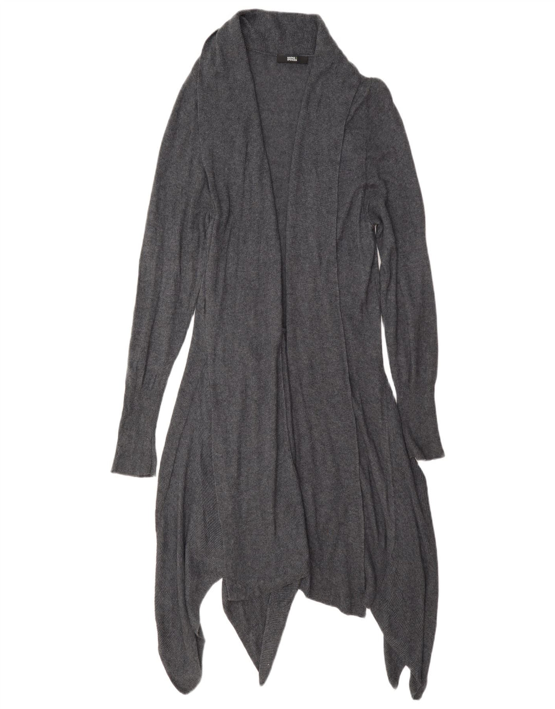 Marks & Spencer Dame Asymmetrisk Cardigan Sweater UK 14 Medium Grey