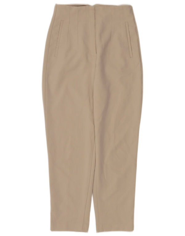 Zara kvinders højtaljede koniske jakkesætsbukser Små W26 L26 beige polyester