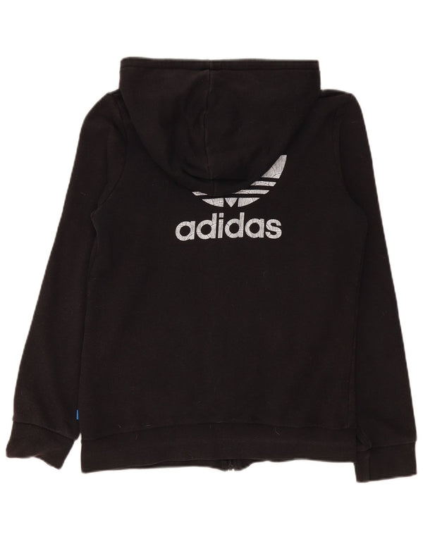 Adidas Dame Grafisk Hættetrøje Sweater UK 12 Medium Sort Bomuld