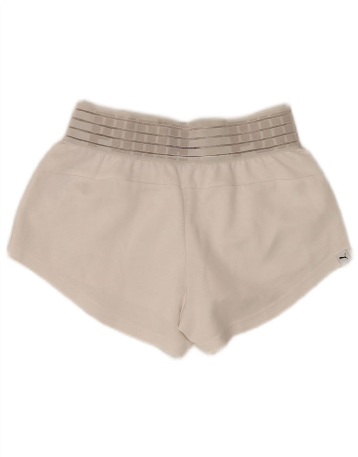 Puma Graphic Sports Shorts til kvinder UK 8 Small White Polyester