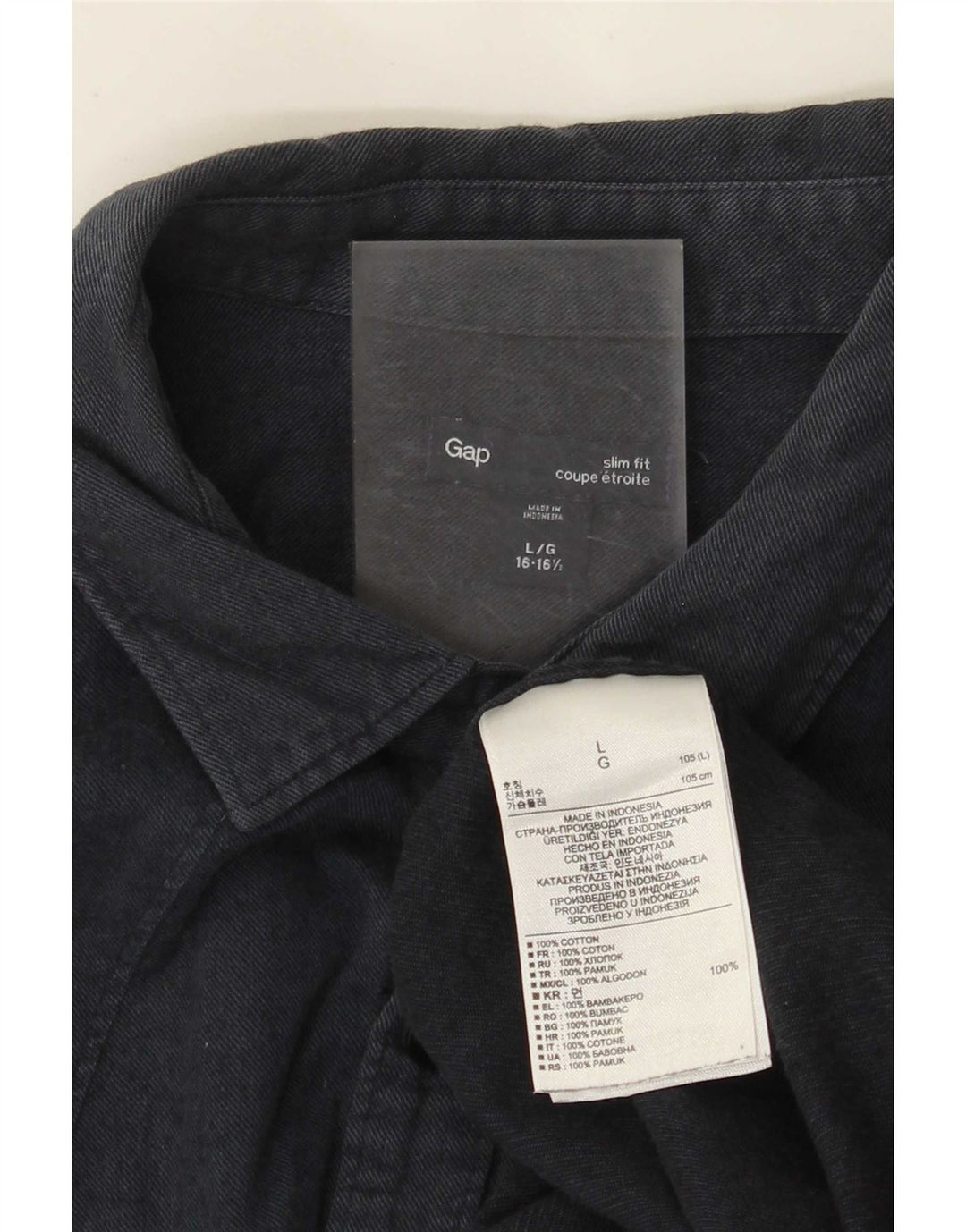 Gap Herre Slim Fit Skjorte Størrelse 16 1/2 Large Navy Blue Cotton
