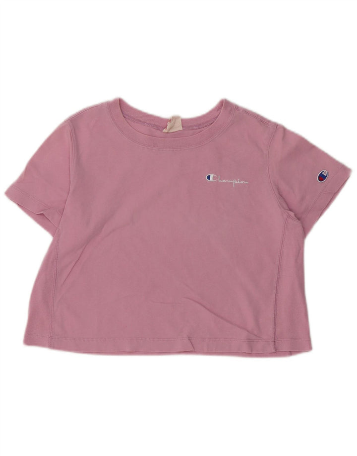 CHAMPION Womens Crop T-Shirt Top UK 6 XS Pink