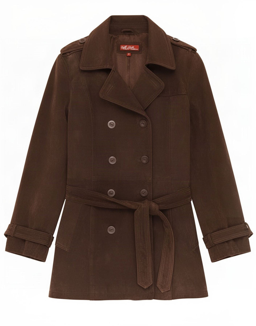 Wit & Wisdom Dame Læder Trench Coat UK 16 Stor Brun
